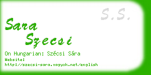 sara szecsi business card