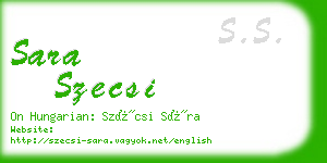 sara szecsi business card